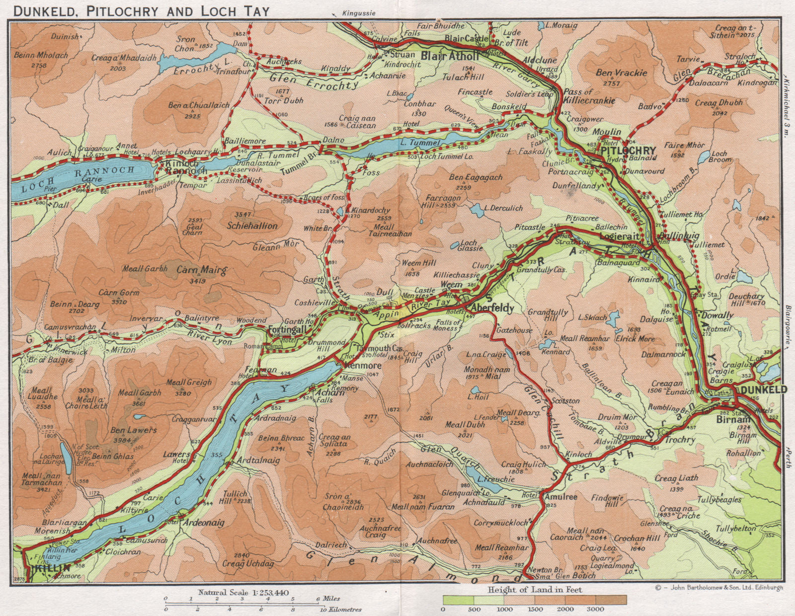 DUNKELD PITLOCHRY & LOCH TAY. Vintage map plan. Scotland. Perthshire 1967